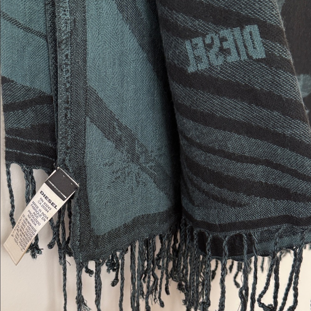 Diesel Teal and Black Patterned Scarf